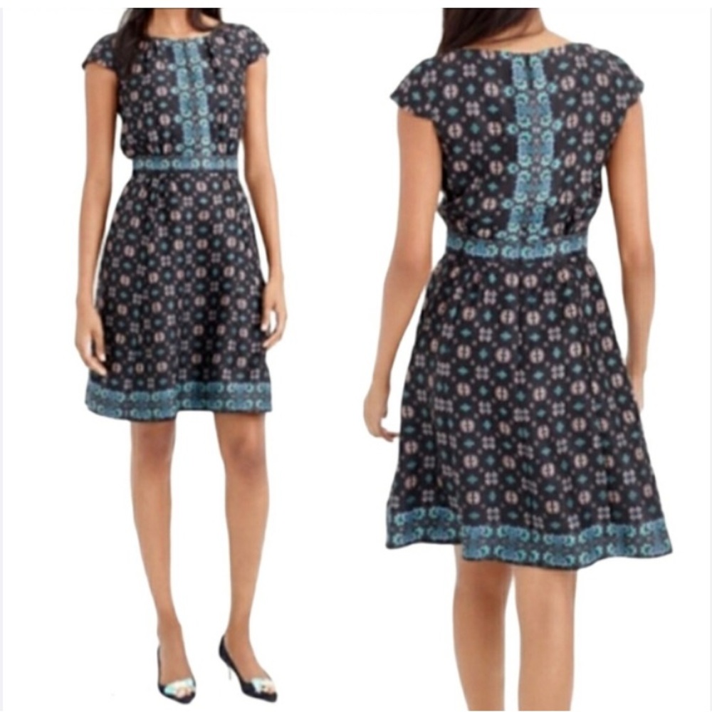 J.Crew Silk Cap Sleeve Dress in mirrored floral